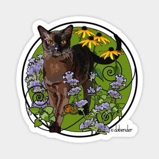 Burmese Cat with Rudbeckia Magnet