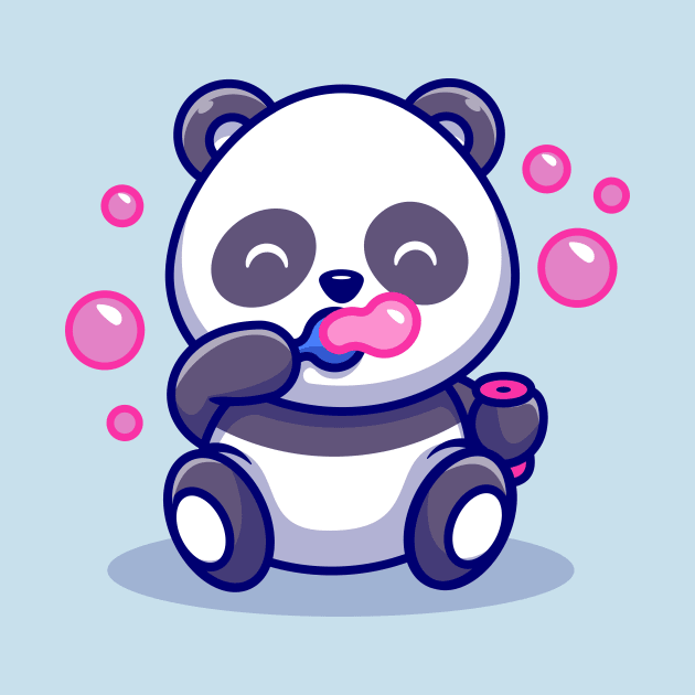 Cute Baby Panda Playing Soap Bubbles Cartoon by Catalyst Labs
