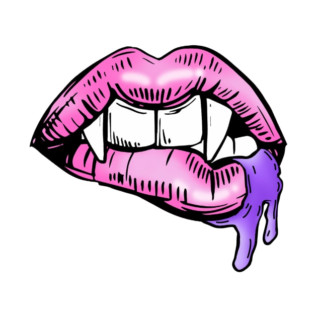 Pastel Goth Pink Lips With Fangs by TheCorporateGoth