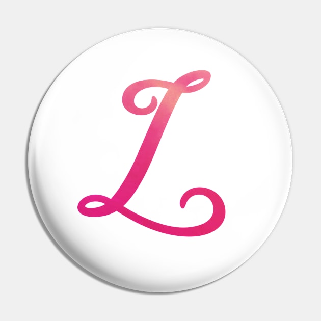 Letter L Monogram, Pink Color Personalized Design Pin by Star58