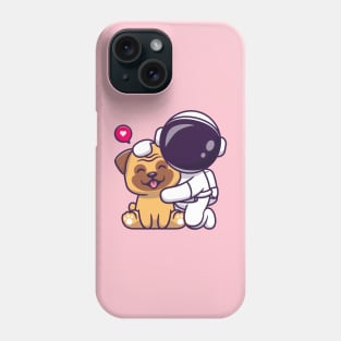 Cute Astronaut With Pug Dog Cartoon Phone Case