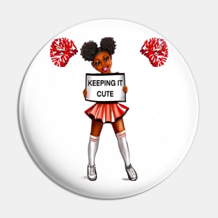 Inspirational motivational affirmation black anime girl cheerleader with Afro hair in puffs, brown eyes and dark brown skin side profile. Hair love ! Pin