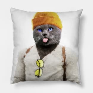 Hipster Cat in Oil: A Feline Fashionista Masterpiece Pillow