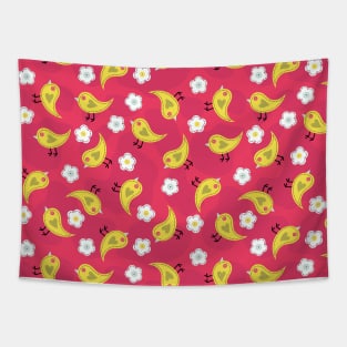 Cute Tweety Patchwork Birds Tapestry