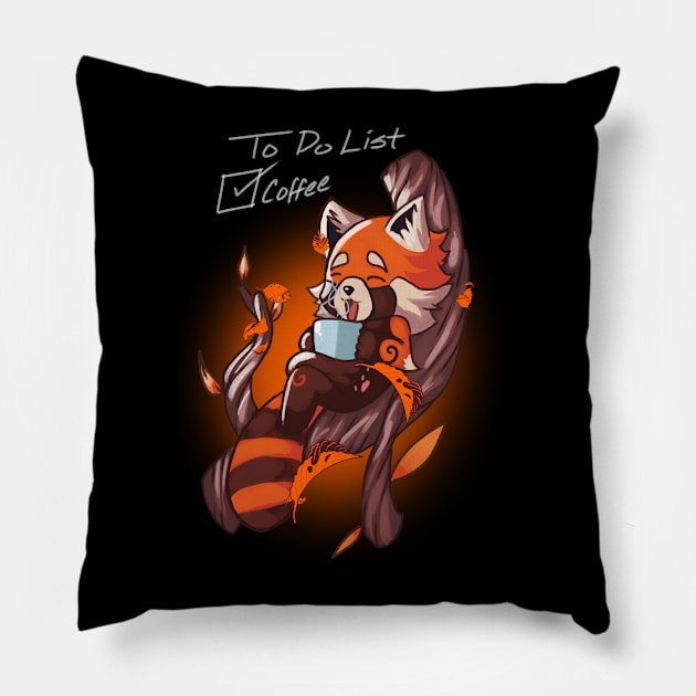 Red Panda - To Do List Coffee Pillow by Xonaar Illustrations