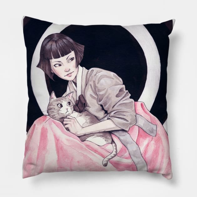 kitty girl Pillow by AdrianaOrellana