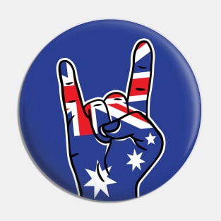 Rock On Australia // Australian Flag Rock Hand Pin