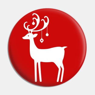 Scandinavian Vintage Christmas Reindeer - White Pin