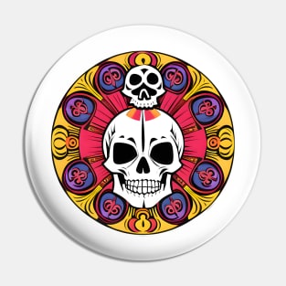 Floral Day of the Dead Skull Pin
