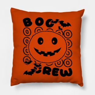 Retro Halloween Typography Black Text Pillow