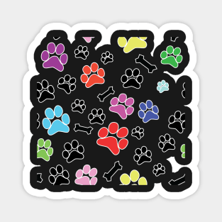 Dog Paw Prints and Bones Pattern Magnet