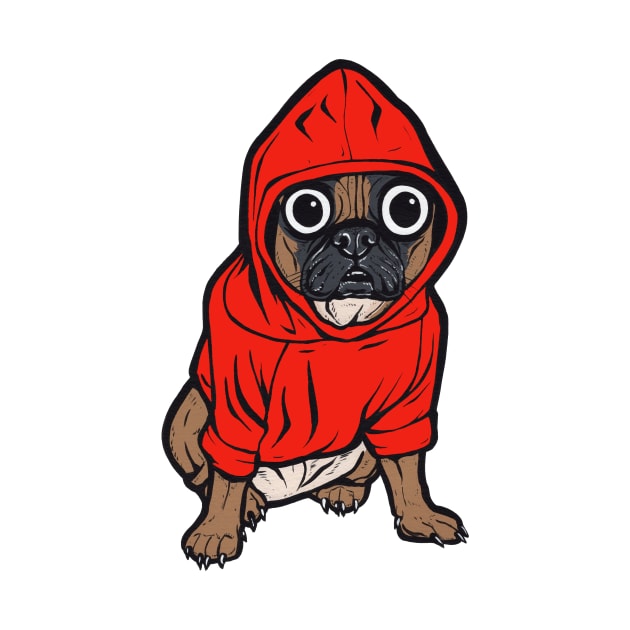 French Bulldog Red Hoodie by turddemon