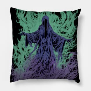 Yurei, japanese ghost with hitodama flames Pillow