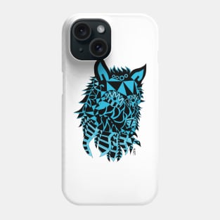 blue wolf ecopop art in mexican totonac patterns Phone Case