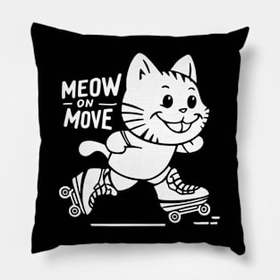 Cute Cat Rollerblading Summer Gift Pillow