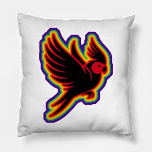 Lgbtq+ Rainbow flying cockatiel Pillow