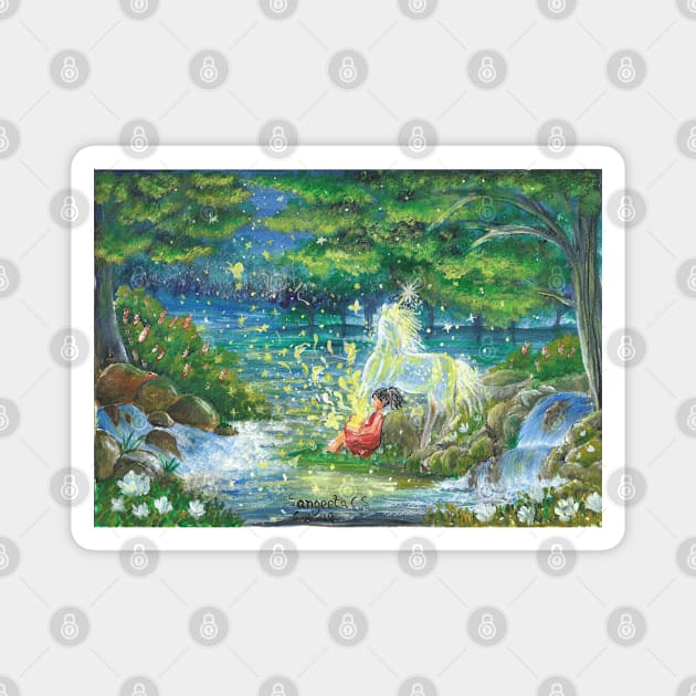 a magical story book the beginning hello mr unicorn magical children story book illustration story Magnet by Sangeetacs