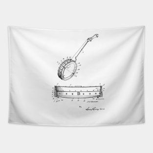 Banjo Vintage Patent Hand Drawing Tapestry