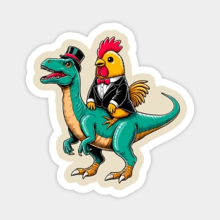 Tuxedo Rooster Dino Magnet