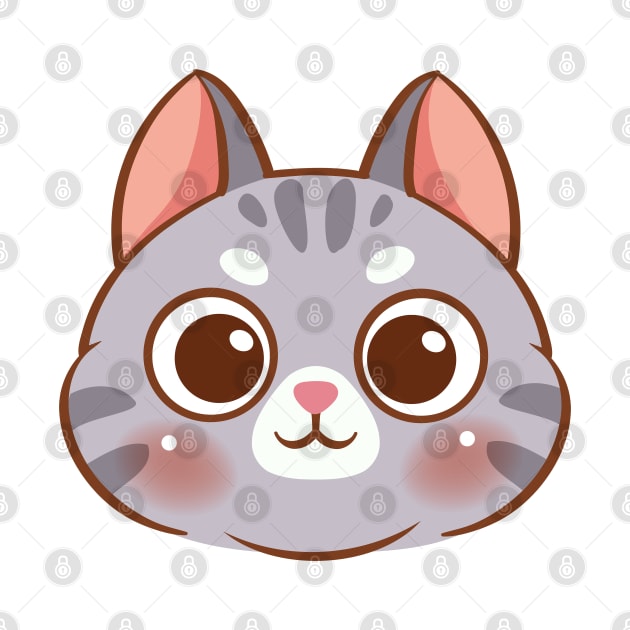 Cartoon cute cat face by tomodaging