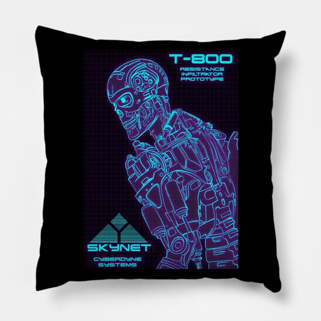 Terminator T-800 skynet 80s neon Slim Pillow by wet_chicken_lip