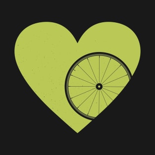 Heart with Road Bike Wheel for Cycling Lovers T-Shirt