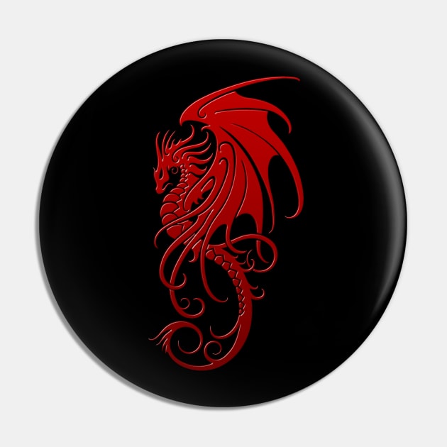 Flying Red Tribal Dragon Pin by jeffbartels