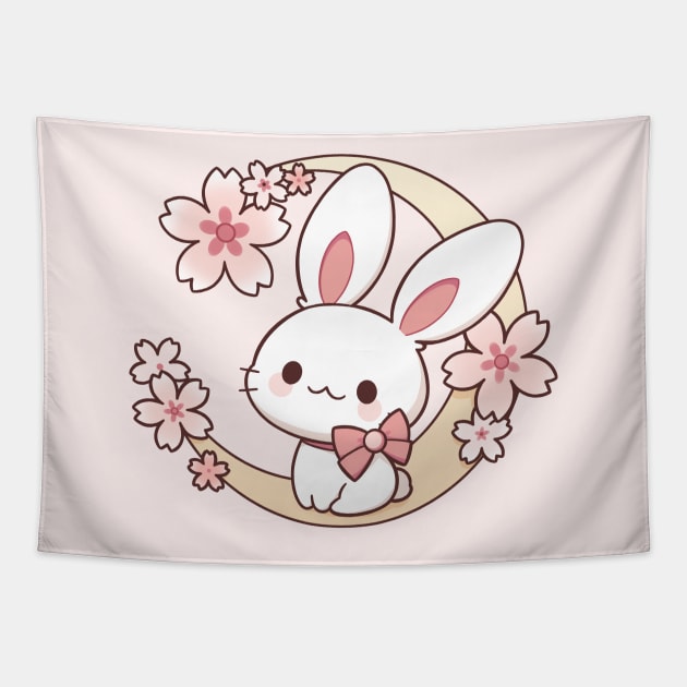 Sakura Moon Bunny | Kawaii Tapestry by KiiroiKat