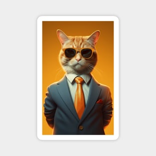 Cat Businessman Magnet