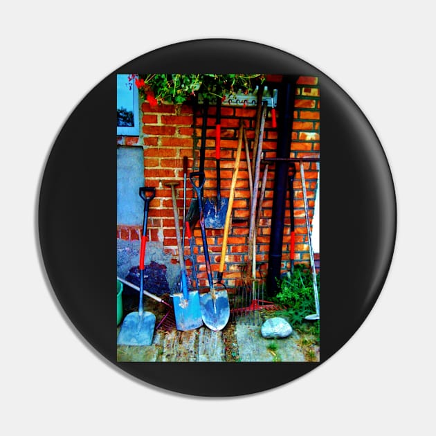 Rakes & Shovels Leaning on a Brick Wall in the Garden Pin by 1Redbublppasswo