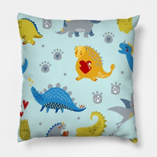 Fun Dinosaur Pattern Blue Back to School Pillow