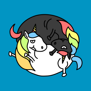 Yin Yang Fantasy Unicorn Balance T-Shirt