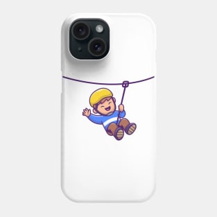 Cute Boy Playing Flying Fox Phone Case