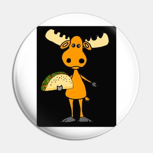 cute Moose eating Taco Cartoon Pin