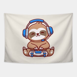 Cute Sloth Gaming Tapestry