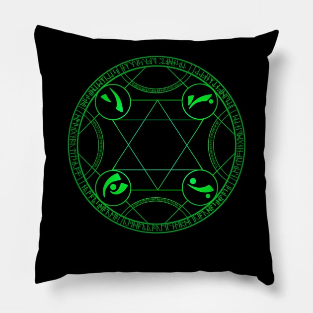 Green glowing transmutation circle Pillow by MarxMerch