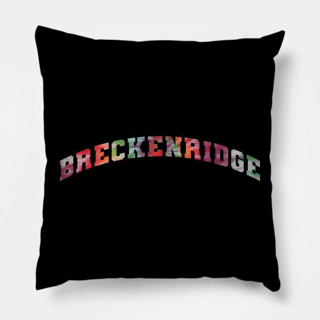 Breckenridge Colorado Tie Dye Text Arched Pillow by PodDesignShop
