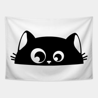 Black kitty hiding Tapestry