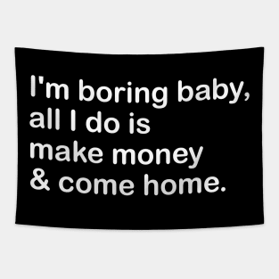 i'm boring baby, all i do is make money & come home Tapestry