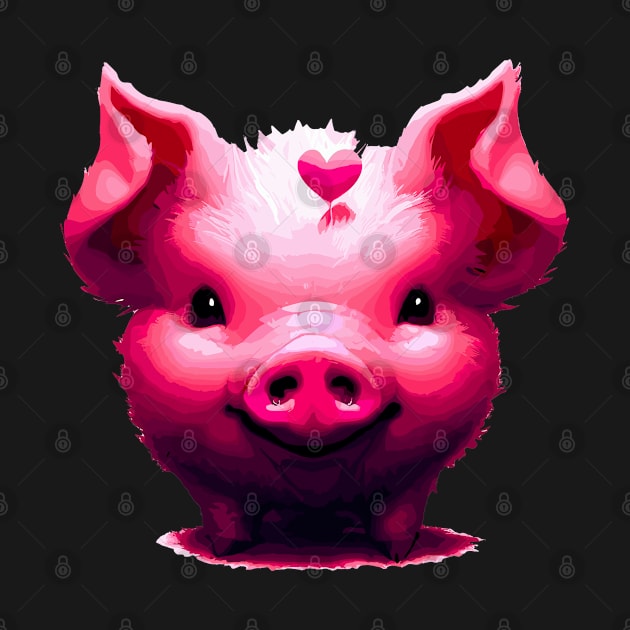 Cute love romantic pink piggy by TomFrontierArt