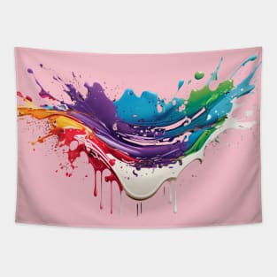 Rainbow wave. Colorful paint splash. Tapestry