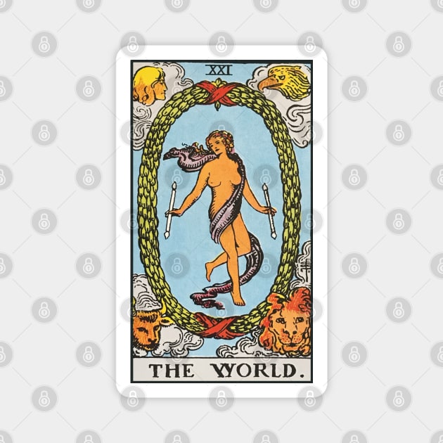 The World tarot card Magnet by Nate's World of Tees