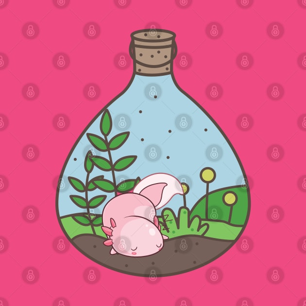 Cute Sleeping Axolotl In Terrarium by BasicBeach