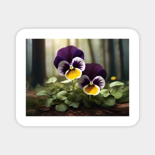 Pansy Abstract Floral Illustration Vintage Since Retro Magnet