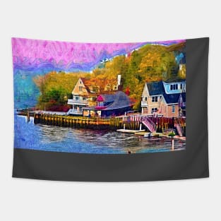 Fishing Village Harbor Tapestry