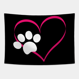 Cute Dog And Cat product With I Love Dogs Paw Print And Heart Tapestry