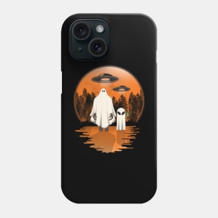 Alien And Bigfoot Ghost Halloween Moon Phone Case