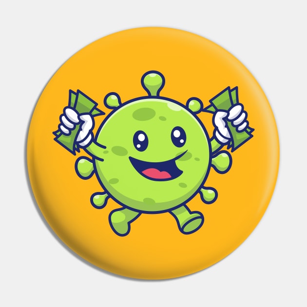 Cute virus with money cartoon 3 Pin by Catalyst Labs