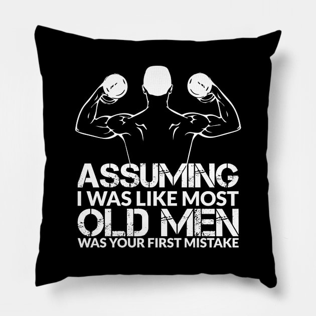 Fitness Training Old Man Pillow by Tobias Store