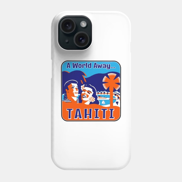 Tahiti Vintage Travel Pacific Ocean A World Away Luggage Phone Case by TravelTime